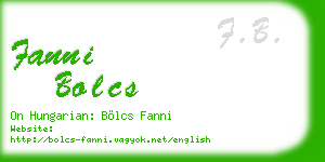 fanni bolcs business card