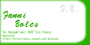 fanni bolcs business card